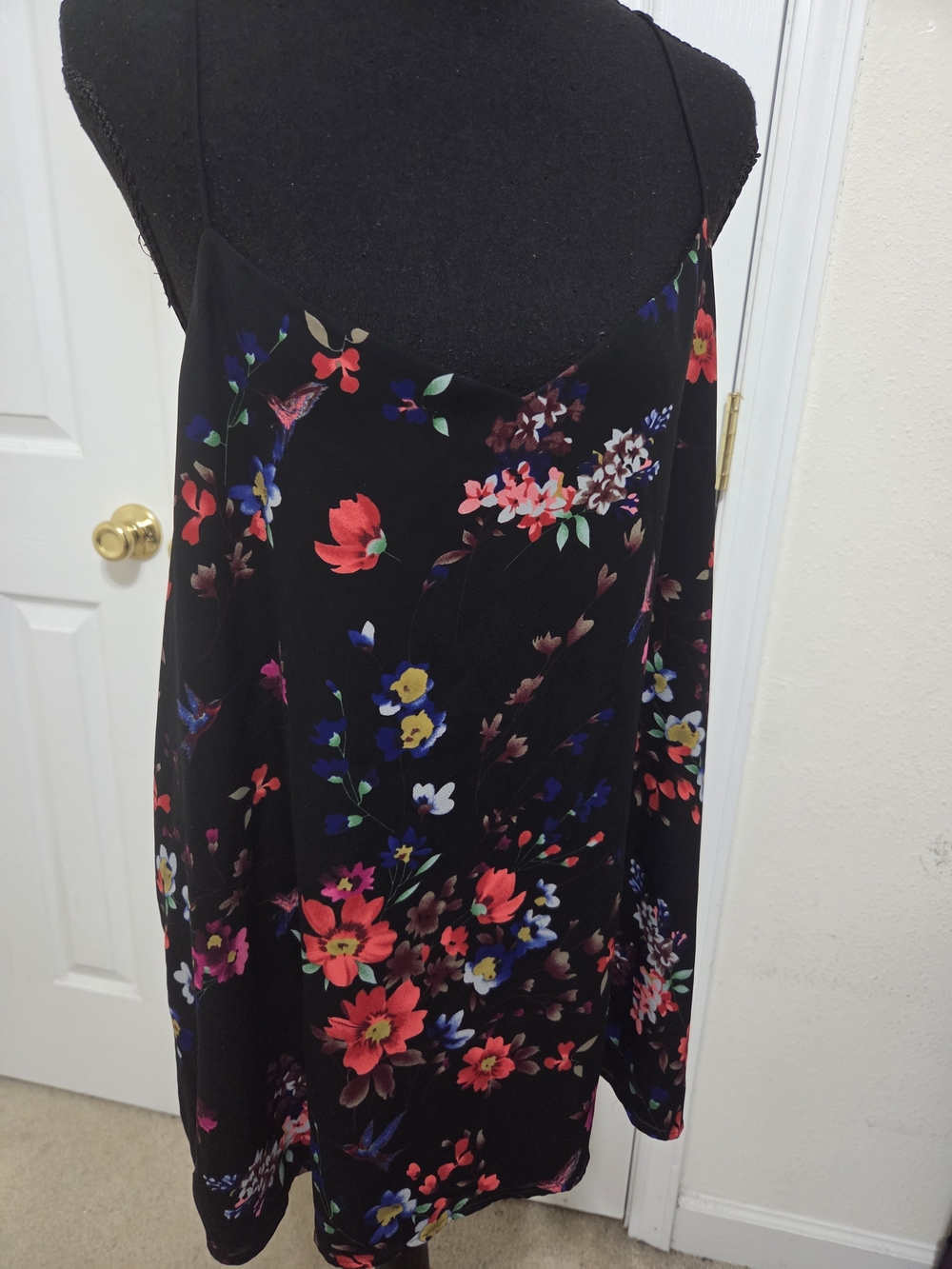 Floral Top - Black with Multicolor Floral Print